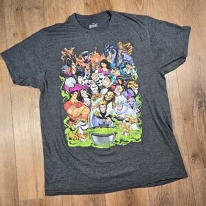 Disney Villains T Shirt Mens XL Gray Cruella Ursula Scar Witch Graphic Tee
